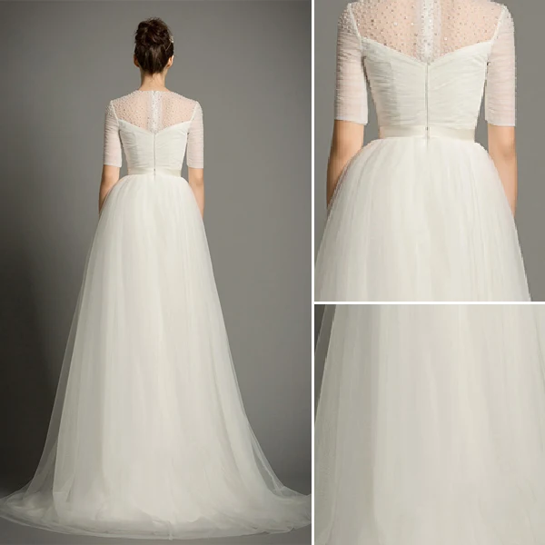 Paillettes Encolure Perles A-ligne Volants Robe De Mariée En Organza De Satin Ceinture