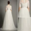 Paillettes Encolure Perles A-ligne Volants Robe De Mariée En Organza De Satin Ceinture