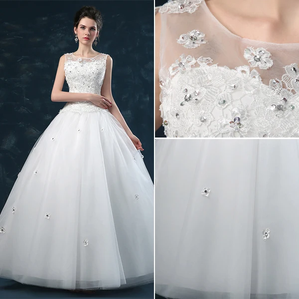 Épaules Robe De Bal Décolleté Carré De Fleurs À La Main Organza Robe De Mariée
