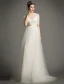 Paillettes Encolure Perles A-ligne Volants Robe De Mariée En Organza De Satin Ceinture