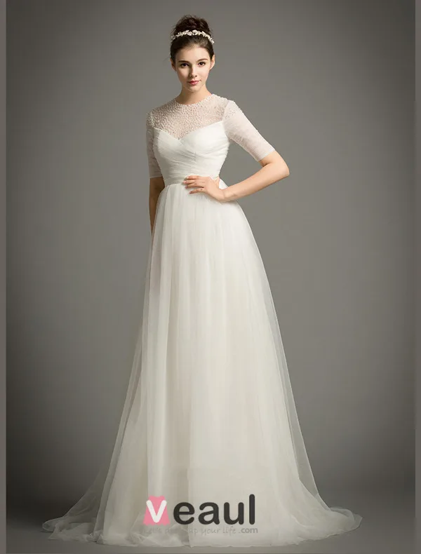 Paillettes Encolure Perles A-ligne Volants Robe De Mariée En Organza De Satin Ceinture