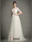 Paillettes Encolure Perles A-ligne Volants Robe De Mariée En Organza De Satin Ceinture
