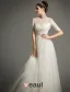 Paillettes Encolure Perles A-ligne Volants Robe De Mariée En Organza De Satin Ceinture