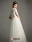 Paillettes Encolure Perles A-ligne Volants Robe De Mariée En Organza De Satin Ceinture