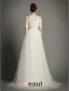 Paillettes Encolure Perles A-ligne Volants Robe De Mariée En Organza De Satin Ceinture