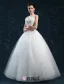 Épaules Robe De Bal Décolleté Carré De Fleurs À La Main Organza Robe De Mariée