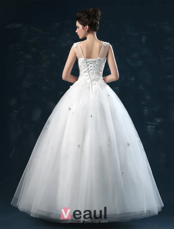 Épaules Robe De Bal Décolleté Carré De Fleurs À La Main Organza Robe De Mariée