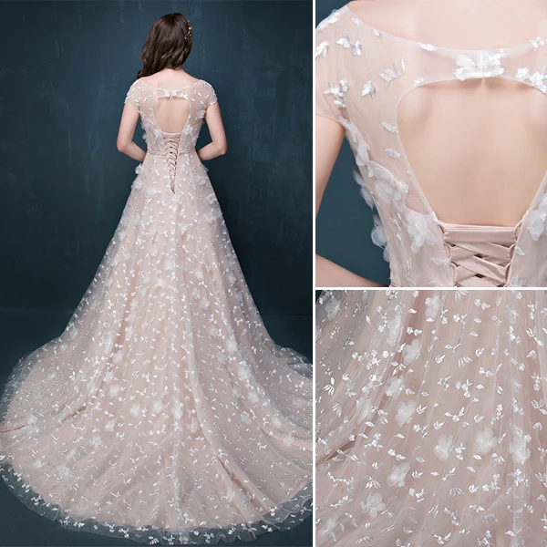 Une Ligne Appliques Princesse Carré Décolleté Dos Nu Perlage Robe De Mariée En Organza