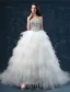 2015 Luxury Sweetheart Sleeveless Sequined Upper Corset Cascading Ruffles Ball Gown Wedding Dress