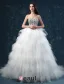2015 Luxury Sweetheart Sleeveless Sequined Upper Corset Cascading Ruffles Ball Gown Wedding Dress