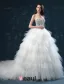 2015 Luxury Sweetheart Sleeveless Sequined Upper Corset Cascading Ruffles Ball Gown Wedding Dress
