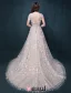 Une Ligne Appliques Princesse Carré Décolleté Dos Nu Perlage Robe De Mariée En Organza