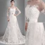 2015 Elegant A-line Princess Shoulders 3/4 Sleeves Embroidered Organza Wedding Dress
