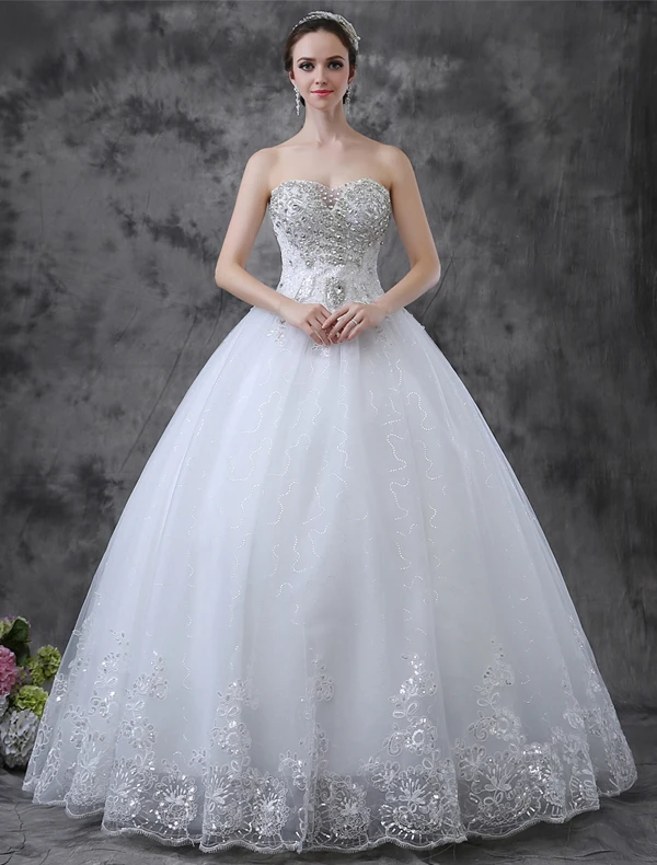 2015 Glitter Sweetheart Sequin Rhinestone Floor-length Lace Ball Gown Wedding Dress 2015 Glitter Sweetheart Sequin Rhinestone Floor-length Lace Ball Gown Wedding Dress