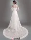 2015 Elegant A-line Princess Shoulders 3/4 Sleeves Embroidered Organza Wedding Dress