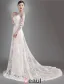 2015 Elegant A-line Princess Shoulders 3/4 Sleeves Embroidered Organza Wedding Dress