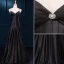 Simples Bretelles Spaghetti Une Ligne Volants Robe De Soirée En Satin Noir