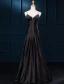 Simples Bretelles Spaghetti Une Ligne Volants Robe De Soirée En Satin Noir