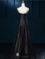 Simples Bretelles Spaghetti Une Ligne Volants Robe De Soirée En Satin Noir
