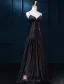 Simples Bretelles Spaghetti Une Ligne Volants Robe De Soirée En Satin Noir
