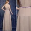 Enkel Stroppeløs Ruffle Champagne Chiffon Brudepike Kjole Med Sash