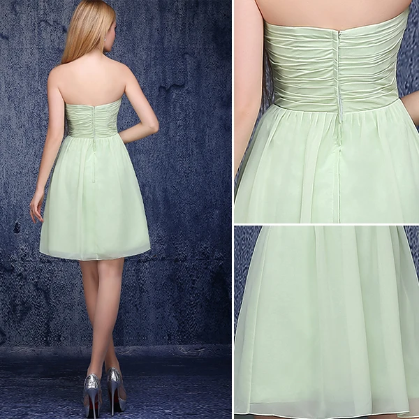 A-line Sweetheart Ruffle Handmade Flower Green Bridesmaid Dress