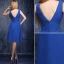 A-line Deep V-neck Ruffle Royal Blue Bridesmaids Dress