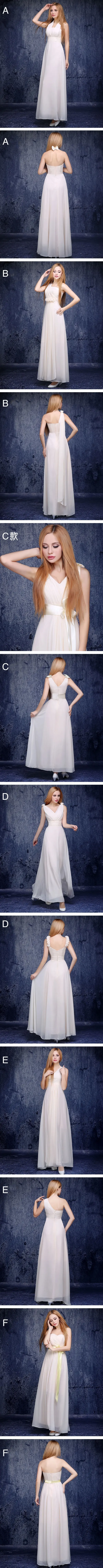 6 Modèles De Robes De Demoiselle D'honneur En Mousseline De Soie Champagne Lumière Une Ligne