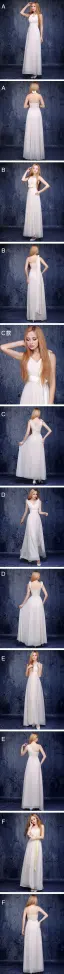 6 Modèles De Robes De Demoiselle D'honneur En Mousseline De Soie Champagne Lumière Une Ligne