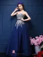 Glitter A-linje Kjæreste Beading Paljetter Ramma Royal Blue Organza Balljoler