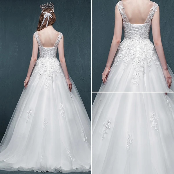 A-line Fyrkantig Ringning Applikationer Spets Beading Strass Organza Bröllopsklänning