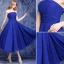 Simple Empire Strapless Backless Ruffle Chiffon Royal Blue Bridesmaid Dresses