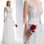 Exquise-ligne Encolure Percé Fleurs En Dentelle Carrée Robe De Mariée Dos Nu En Mousseline De Soie