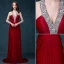 A-line Beading Paljetter Grimma V-ringad Backless Rufsa Charmeuse Aftonklänning
