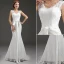 Mermaid V-neck Beading Bow Sash Backless Lace Wedding Dress