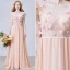 A-ligne Percé À La Main Des Fleurs De Dentelle Sans Dossier Perle Robe De Soirée En Mousseline De Soie Rose
