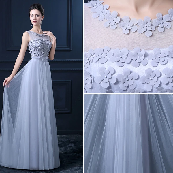 A-line Urringning Backless Beading Blommor Skärp Tyll Studentklänningar