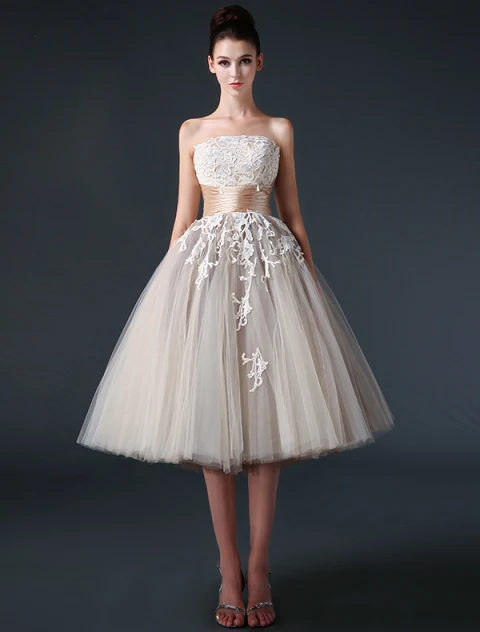 Champagne Short / Mini Wedding Dresses | Veaul
