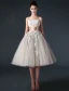 2015 Ballkleid Rüschen-spitze-tulle Appliques Champagner Brautkleid Kurz