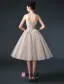 2015 Ballkleid Rüschen-spitze-tulle Appliques Champagner Brautkleid Kurz