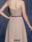 Enkel Stroppeløs Ruffle Champagne Chiffon Brudepike Kjole Med Sash