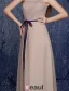 Enkel Stroppeløs Ruffle Champagne Chiffon Brudepike Kjole Med Sash