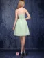 A-line Sweetheart Ruffle Handmade Flower Green Bridesmaid Dress