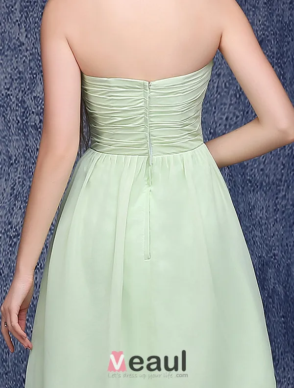 A-linje Kjæreste Buste Håndlaget Blomst Grønn Brudepikekjoler