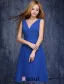 A-line Deep V-neck Ruffle Royal Blue Bridesmaids Dress
