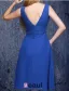 A-line Deep V-neck Ruffle Royal Blue Bridesmaids Dress