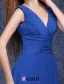 A-line Deep V-neck Ruffle Royal Blue Bridesmaids Dress