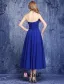 Simple Empire Strapless Backless Ruffle Chiffon Royal Blue Bridesmaid Dresses