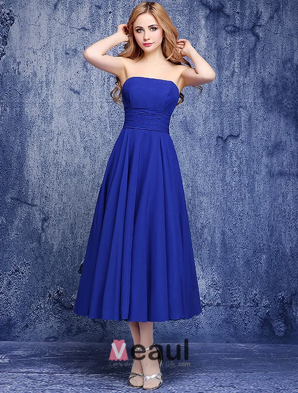 royal blue color bridesmaid dresses Royal Blue Off-shoulder Satin Mermaid Long Bridesmaid Dress, BD3256 –  SposaBridal main image 0