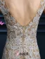 Luxury A-line Mermaid Square Neckline Backless Lace Champagne Tulle Evening Dress